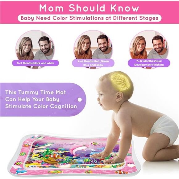 Tummy Time Water Mat for Babies,Baby Toys for 3 6 9 Months Girls & Boys Sensory - Picture 4 of 6